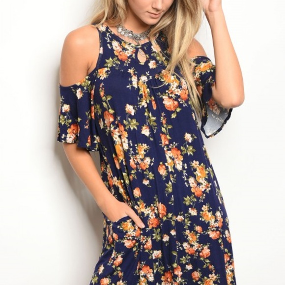 Floral Cold shoulder Dress - Picture 1 of 7